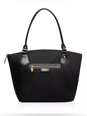 EUC MZ Wallace Black Nylon Bedford Chelsea Tote Bag Red Lining